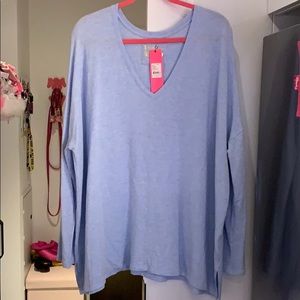 Lilly Pulitzer Clifford Top Heathered Crew Blue XL